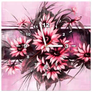 ZEGAR  Słoneczniki w różu 40x40