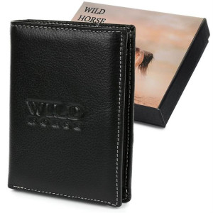 Portfel męski skórzany czarny duży Wild Horse RFiD I45