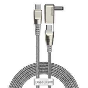 Kabel 2w1 Usb Do Usb-c Adapter Do Ładowania Laptopa 2m 5a Szary