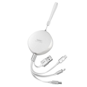 REMAX Sury zwijany kabel 3w1 USB - USB Typ C / Lightning / micro USB 2,1A 1