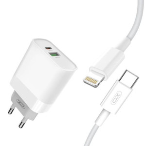 XO ładowarka sieciowa L64 PD QC 3.0 18W 1x USB 1x USB-C biała + kabel USB-C