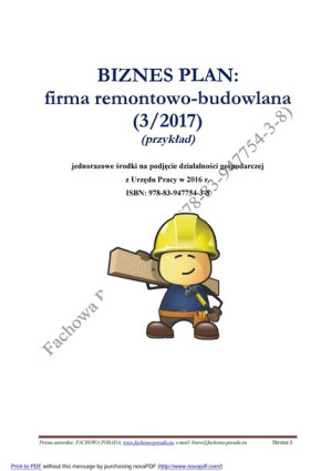 BIZNESPLAN firma remontowo-budowlana 2016