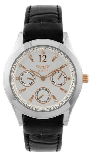 Zegarek damski Aviator AVW9517L83 Biały skórzany pasek