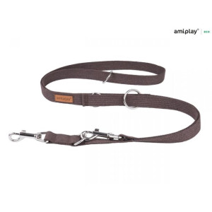 Amiplay Smycz Regulowana 6 w 1 Cotton Brązowa 100 - 200 cm Rozmiar S