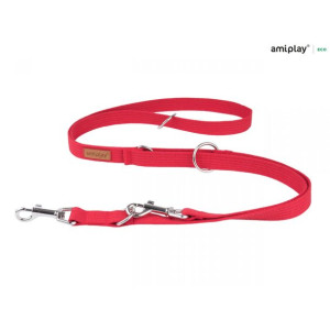 Amiplay Smycz Regulowana 6 w 1 Cotton Czerwona 100 - 200 cm Rozmiar S