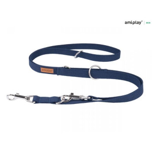 Amiplay Smycz Regulowana 6 w 1 Cotton Granatowa 100 - 200 cm Rozmiar S