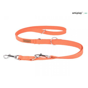Amiplay Smycz Regulowana 6 w 1 Cotton Pomarańczowa 100 - 200 cm Rozmiar S