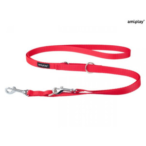 Amiplay Smycz 6 w 1 Basic Czerwona 100 - 200 cm Rozmiar L