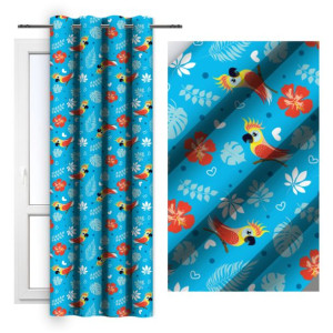 Zasłona dziecięca na przelotkach 140x250 D404-344-01 papuga