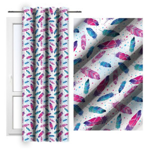 Zasłona dziecięca na przelotkach 140x250 D404-346-01 piórka
