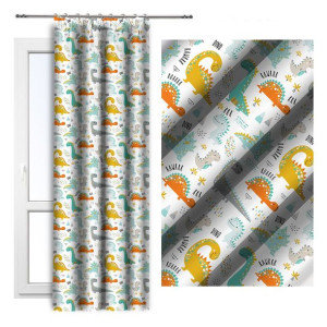 Zasłona dziecięca na taśmie 140x250 D404-348-01 dinozaury