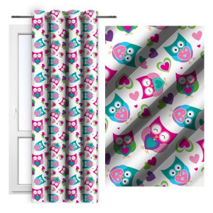Zasłona dziecięca na przelotkach 140x250 D404-349-01 sowy