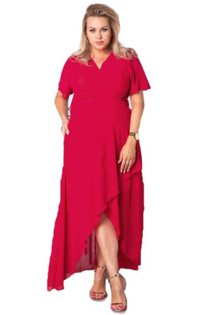 Sukienka MONIKA kopert.dł.tył malinowa 50 PLUS SIZE