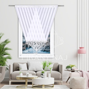 Biały panel  z ozdobnym pasem cyrkonii oraz ażurem z filcu. 120x130 cm