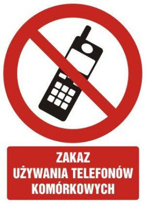 Znak - Zakaz używania telefonów komórkowych GC030 Zakaz używania telefonów