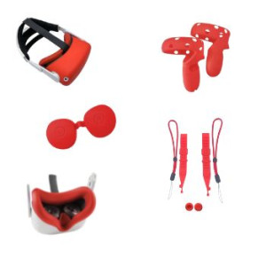 Zestaw ochronek 5w1 do Oculus Quest 2 - CZERWONY
