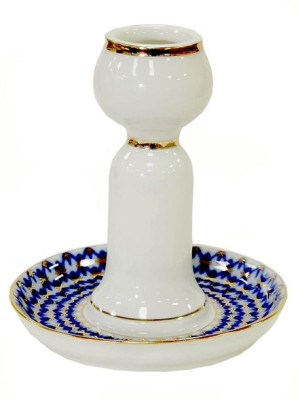 Mały świecznik stołowy siatka kobaltowa Imperial Porcelain Łomonosow