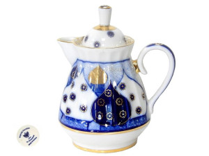 Imperial Porcelain mlecznik kobaltowe cerkwie pozłacane Łomonosow