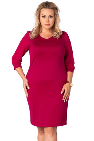 Sukienka ANITA ołówk szyf amarantowa 54 PLUS SIZE