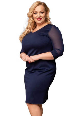 Sukienka ANITA wiązanie szyf. granat 44 WYSZCZUPLAJĄCA