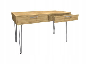  Toaletka Biurko Konsola DĄB CRAFT ZŁOTY 80x40 srebrne metalowe nogi, lofto