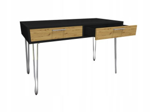  Toaletka Biurko Konsola CZARNA, DĄB ARTISAN 80x40 srebrne metalowe nogi