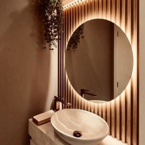Lustro podświetlane okrągłe 80 cm LED ciepły