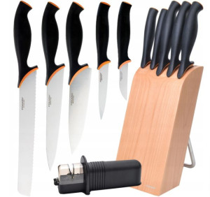 Fiskars ZESTAW 5 NOŻY BLOK + OSTRZAŁKA 2w1 Oryginalne