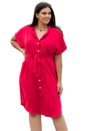 Sukienka AGNES amarantowa 52 PLUS SIZE