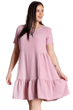 Sukienka AGNIESZKA letnia.marszcz.boki p.róż 54 PLUS SIZE