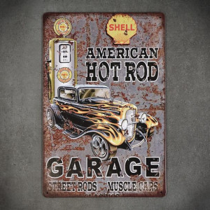 Dekoracja na ścianę metalowa SHELL GARAGE