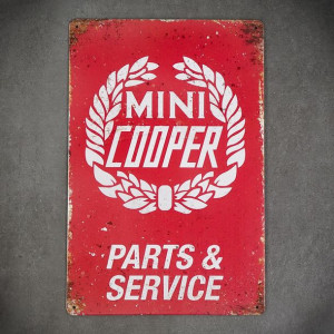 Tabliczka dekoracyjna metalowa MINI COOPER PARTS