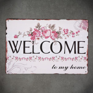 Tabliczka metalowa na ścianę WELCOME FLOWERS