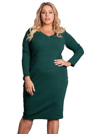 Sukienka AMERA ołówkowa odcinana butelkowa zieleń 54 PLUS SIZE