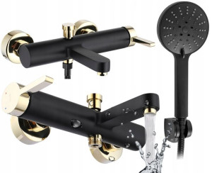 Bateria Wannowa Polo Gold Słuchawka Czarna Złota