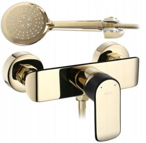 Bateria Prysznicowa Bloom Black/Gold Słuchawka Wąż