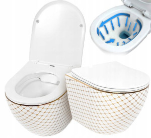 Misa Wc Podwieszana Carlos Rimless Diamond Gold