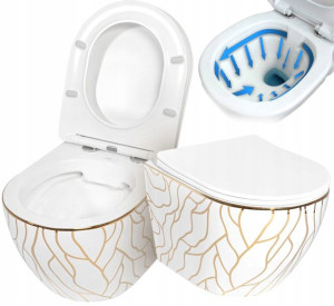 Misa Wc Podwieszana Carlos Rimless Wave Gold Rea
