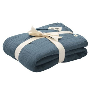 BIBS Kocyk letni 100% GOTS organic cotton 120 x 120 Petrol