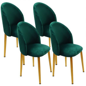 4 krzesła DENWER GOLD VELVET zielone - welur