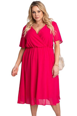 Sukienka DENISA szyfon odcinana amarantowa 56 PLUS SIZE