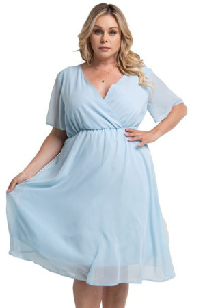 Sukienka DENISA szyfon odcinana błękit 56 PLUS SIZE