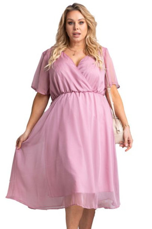 Sukienka DENISA szyfon odcinana p.róż 52 PLUS SIZE