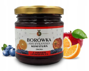 Przetwory z Borówki Konfitura Zimowa z Jabłkiem i Pomarańczą 220g
