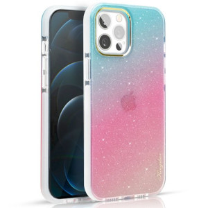 Kingxbar Ombre etui pokrowiec iPhone 12 Pro Max niebieskoróżowy