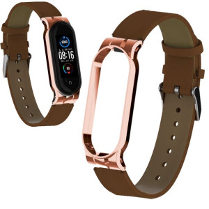 Opaska pasek skórzany do Xiaomi Mi Band 5 (Brązowa)