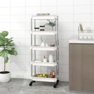 Lumarko 5-poziomowy wózek kuchenny, biały, 40x22x116 cm, żelazo i ABS