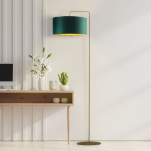 Futurystyczna Lampa Podłogowa Z Abażurem Zieleń Butelkowa Jasmine Gold
