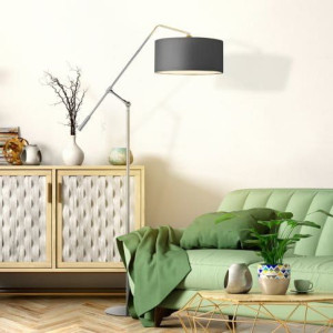 Srebrna Lampa Stojąca Z Wysięgnikiem Maya