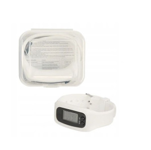 Opaska Sportowa 4w1 KROKOMIERZ ZEGAREK LCD BIAŁY